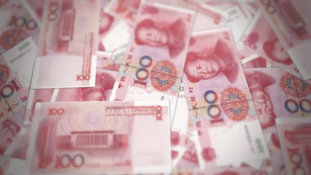 Kinesiska renminbi rmb yuan pengar sedlar internationella ekonomin valuta — Stockvideo