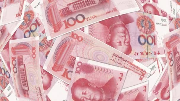 Banco Renminbi rmb yuan Nota de moeda chinesa Moeda de economia internacional — Vídeo de Stock