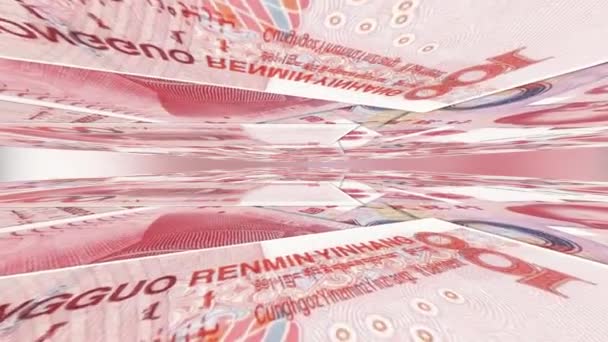 Bankowy Renminbi rmb yuan chiński pieniądze banknot gospodarki międzynarodowej waluty — Wideo stockowe