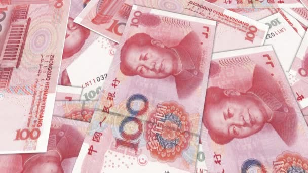 Banco Renminbi rmb yuan Moneda de la economía internacional del billete de banco chino — Vídeo de stock