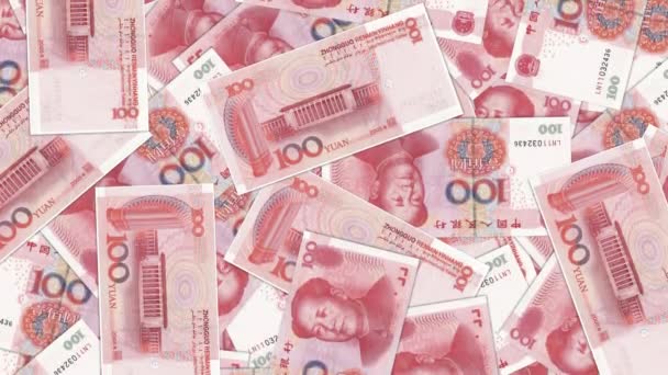 Banco Renminbi rmb yuan Nota de moeda chinesa Moeda de economia internacional — Vídeo de Stock