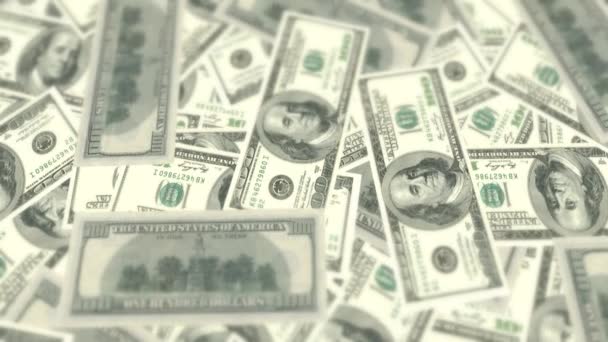 Usa amerykański Dolar 100 ustawy zielony banknot pieniądze — Wideo stockowe