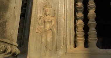 Tapınak taş oyma Wat Angkor Kamboçya antik uygarlık