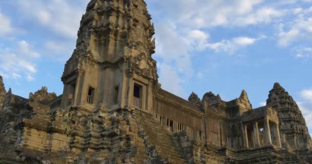 Τουριστικό ορόσημο του ταξιδιού του ναού Angkor Wat Καμπότζη αρχαίου πολιτισμού — Αρχείο Βίντεο