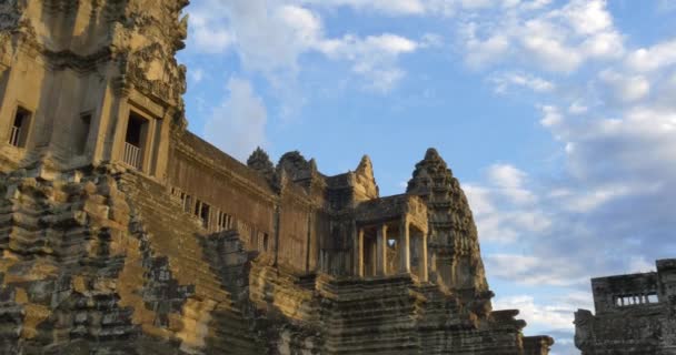 Tourist travel landmark of Angkor Wat Cambodia ancient civilization temple — Stock Video