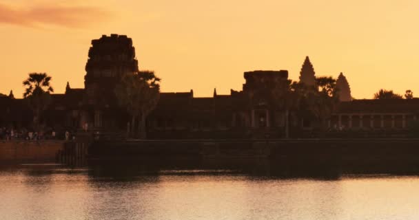 Sunrise Angkor Wat Kambodzsa ősi kő tönkre templom — Stock videók