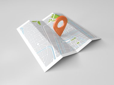 Harita üzerinde turuncu Simgesel Yapı