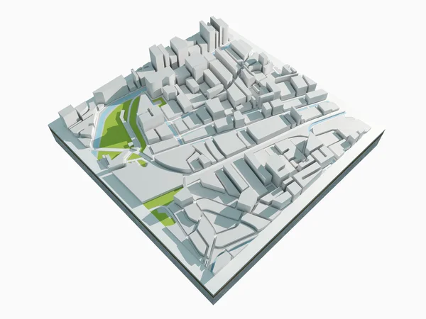 3D simple town Map — Stock Photo, Image