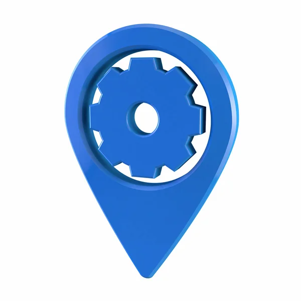 Blue Map pin. Icona ingranaggio o opzione . — Foto Stock