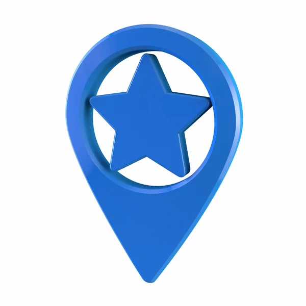 Blå karta pin. Stjärna eller favorite ikonen. — Stockfoto