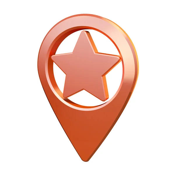 Icono de pin de mapa naranja. Estrella o icono favorito —  Fotos de Stock