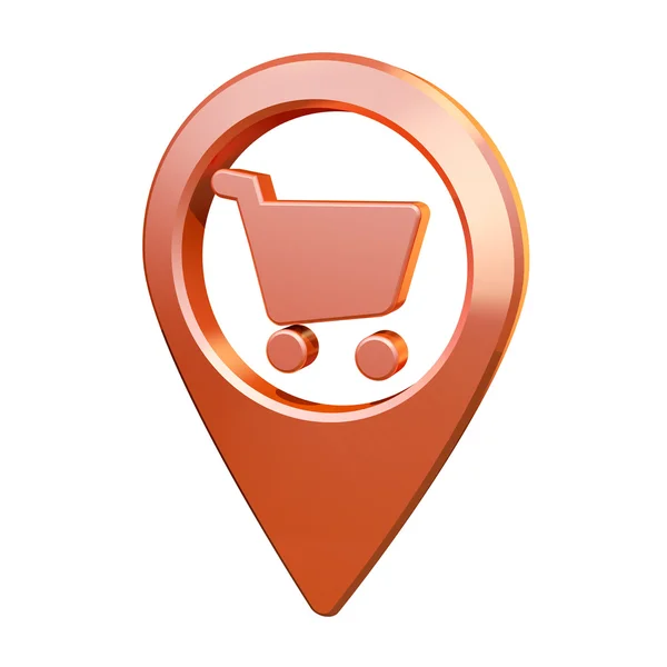 Orange map pin icon. Shop or sell icon. — Stock Photo, Image