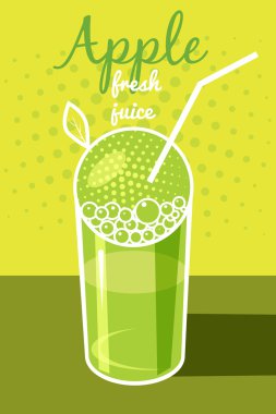 Taze elma suyu, broşür, afiş, vektör illüstrasyon