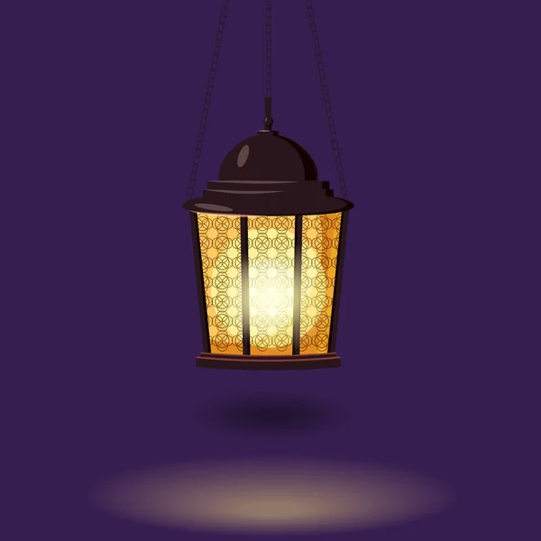 斋月卡里姆问候复杂的阿拉伯灯，矢量插图 — 图库矢量图片