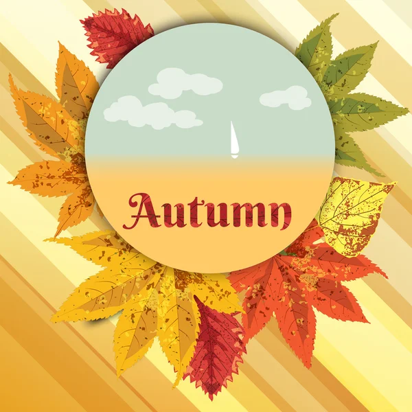 Stylish background with falling autumn leaves. Vector illustration. — Stock Vector