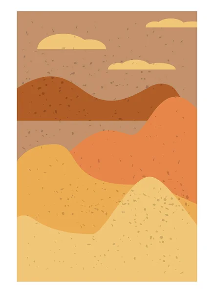 Peyzaj Soyut Modern Çağdaş arka planı. Dağlar, tepeler, dalgalar. Vektör illüstrasyon trend sanat düz minimalist şablon poster dekor — Stok Vektör