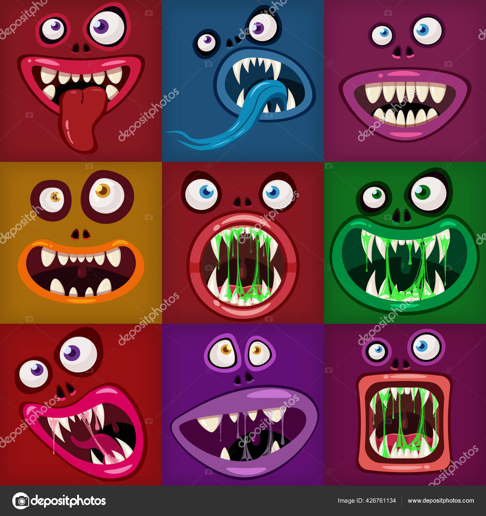 troll face creepy evil monster with big mouth eyes Sticker