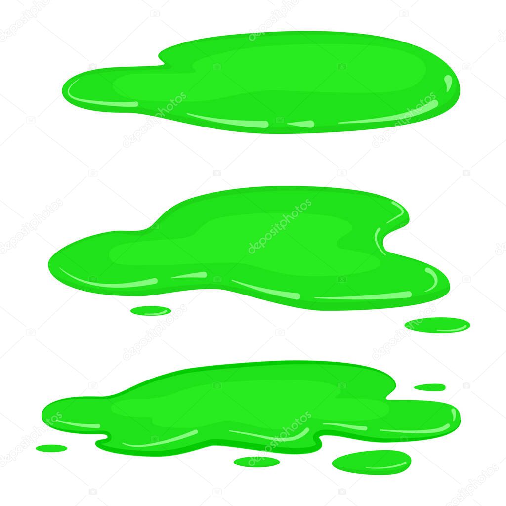 Set Puddles green slime, liquid toxic mold, vector, cartoon style, isolated, illustration, on a white background