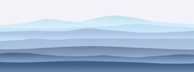 Peyzaj tepeleri dağlık siluet panorama ufuk çizgisi en az stil. Vektör minimalist afiş şablonu çizimi izole edildi