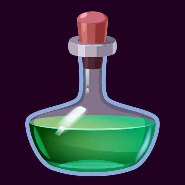 ボトル液体薬魔法のエリキシルカラフルです。アプリゲームユーザーインターフェイス用のゲームアイコンGUI 。ベクトル図孤立した漫画スタイル — ストックベクタ