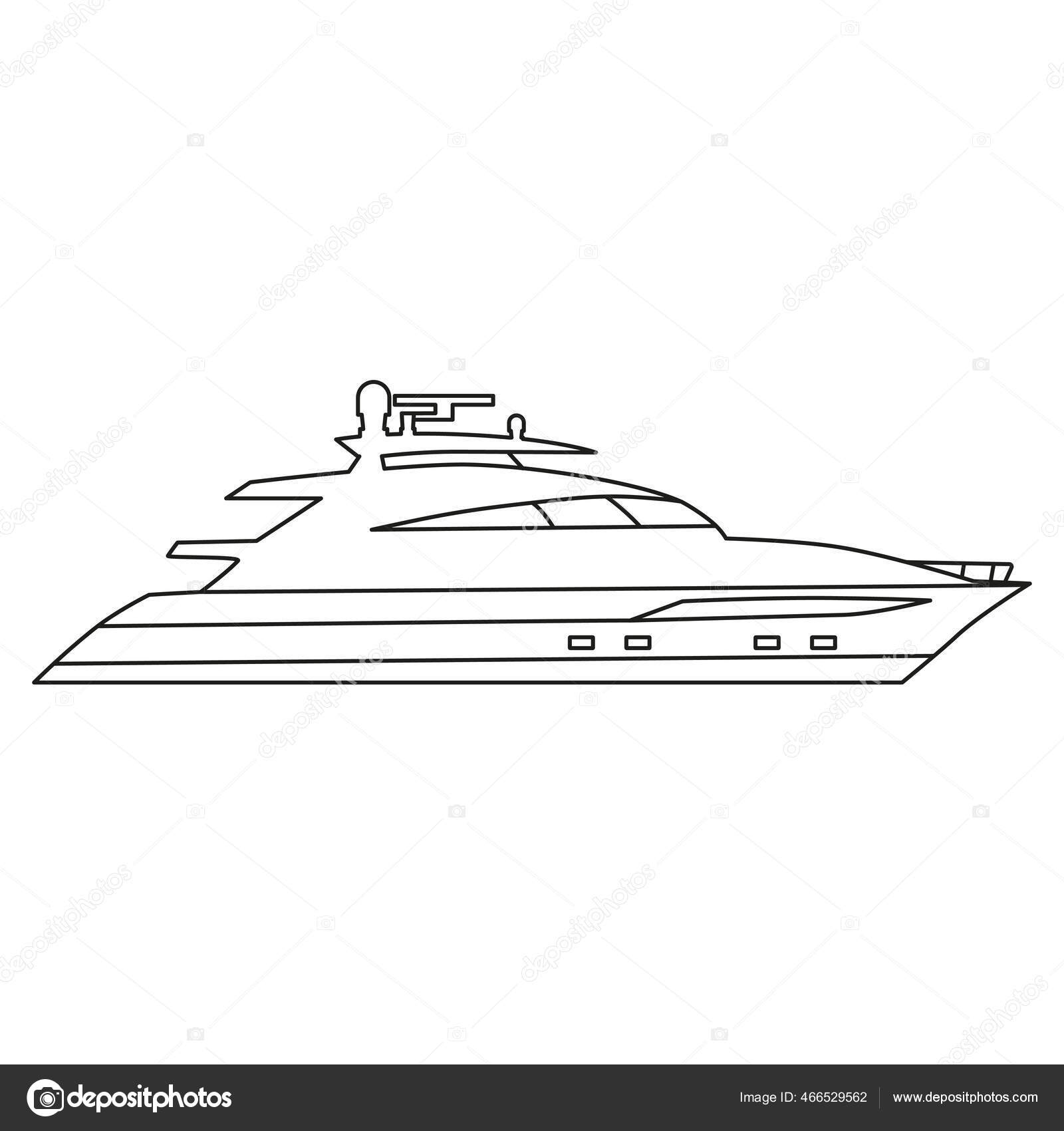 Drawn Yacht Speed Boat - Speed Boat Line Drawing - Free