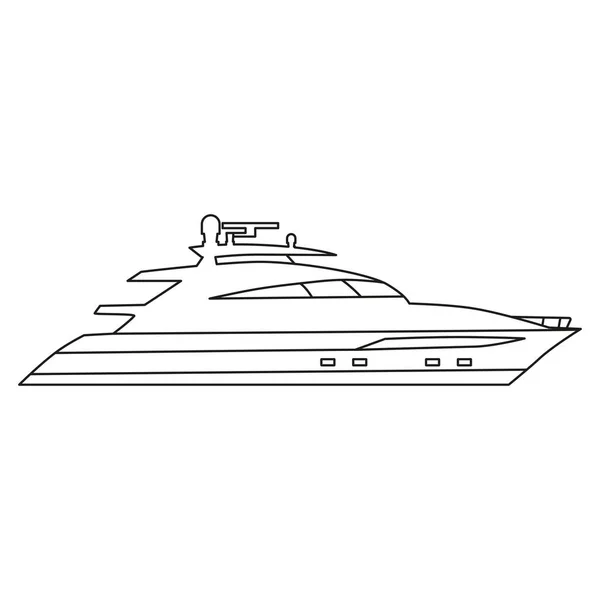 Speedboat linha ícone logotipo design marinho, navio, navio, vista lateral. Desenho de ilustração vetorial símbolo de elemento simples — Vetor de Stock