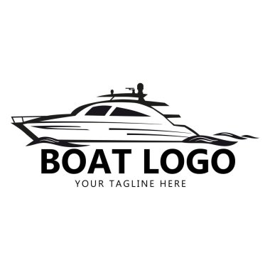 Speed Boat Logo tasarımı şablon, tekne, yat, dalgalar. İş için kimlik simgesi. Vektör illüstrasyonu