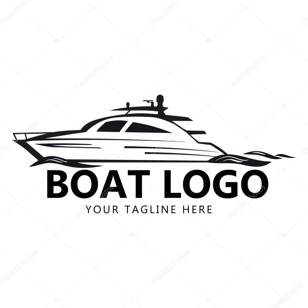 Speed Boat Logo design temlate, boat, yacht, waves. Icon brand for identife for business
