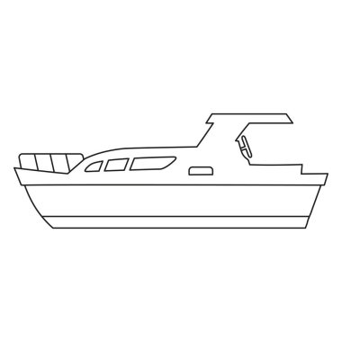 Tekne çizgisi logo tasarımı denizciler, çiş teknesi, gemi, yan görüş. Vektör çizimi basit element simgesi