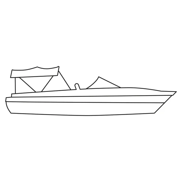 Icono de la línea del barco diseño del logotipo de los marines, peedboat, barco, buque, vista lateral. Ilustración vectorial contorno elemento simple símbolo — Vector de stock