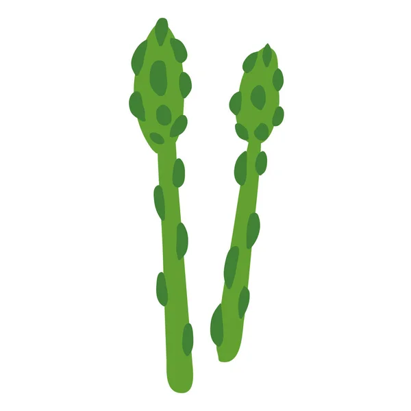 Lances vertes aux asperges légume, produit nutritionnel bio sain. Dessin animé vectoriel plat illustration tendance dessiné à la main croquis isolé — Image vectorielle