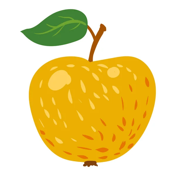 Fruta amarela de maçã, produto de nutrição orgânica saudável. Desenhos animados vetoriais ilustração na moda plana mão desenhada isolado —  Vetores de Stock
