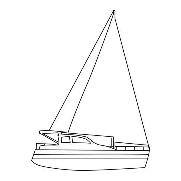 帆船のアイコンのロゴデザイン海兵隊、ペッドボート、船、船、サイドビュー。ベクトルイラストアウトラインシンプルな要素記号 — ストックベクタ