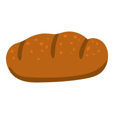 Çavdar ekmeği, sağlıklı organik beslenme ürünü, yeşil yapraklar. Vektör çizgi filmi düz trend çizim eli izole edildi