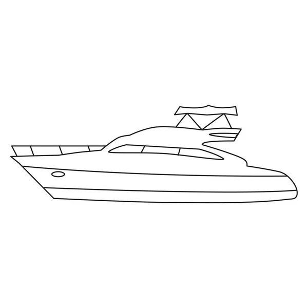 Logo ikon garis speedboat desain laut, kapal, kapal, tampilan samping. Ilustrasi vektor Garis luar simbol elemen sederhana - Stok Vektor