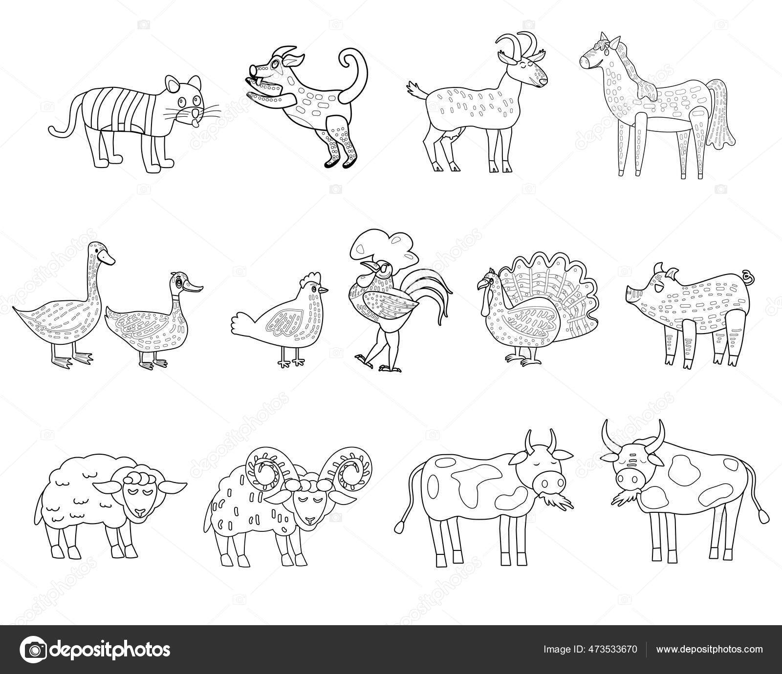 Desenho de página para colorir de desenho de desenho de página para colorir  de animal de desenho animado de vaca fofo kawaii doodle