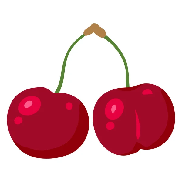 Fruta de cereza, producto natural sano de la nutrición orgánica. Vector de dibujos animados plana de moda ilustración dibujado a mano aislado — Vector de stock