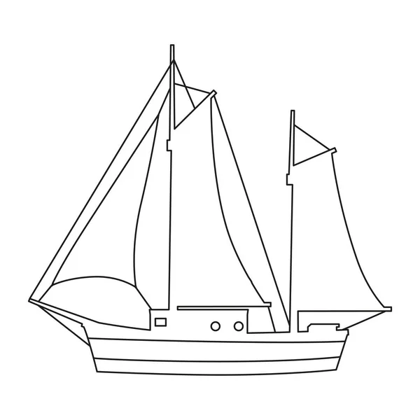 Sailboat linha ícone logotipo design marines, Peedboat, navio, navio, vista lateral. Desenho de ilustração vetorial símbolo de elemento simples —  Vetores de Stock