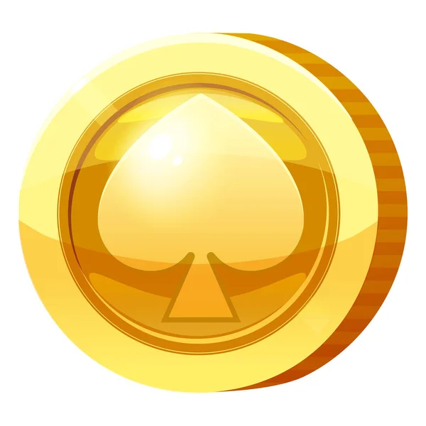 Medalla de Oro Símbolo de Espadas de Moneda. Golden token para juegos, elemento activo de interfaz de usuario. Ilustración vectorial — Vector de stock