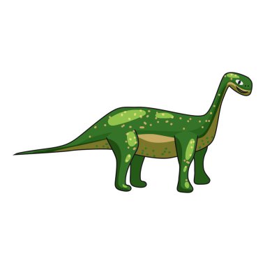 Komik tarih öncesi Brontosaurus dinozoru. Antik vahşi canavarlar çizgi film tarzında sürüngenler. Vektör izole edildi