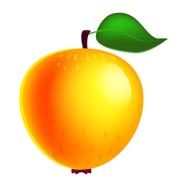 Appel rijp fruit hele verse biologische, gele kleur, pictogram. Vector illustratie symbool pictogram cartoon — Stockvector