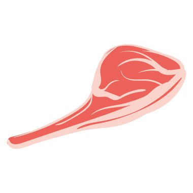 Biftek eti, balta, doğal sağlıklı beslenme ürünü, fileto. Vektör karalama çizgi filmi düz moda çizim eli izole edildi