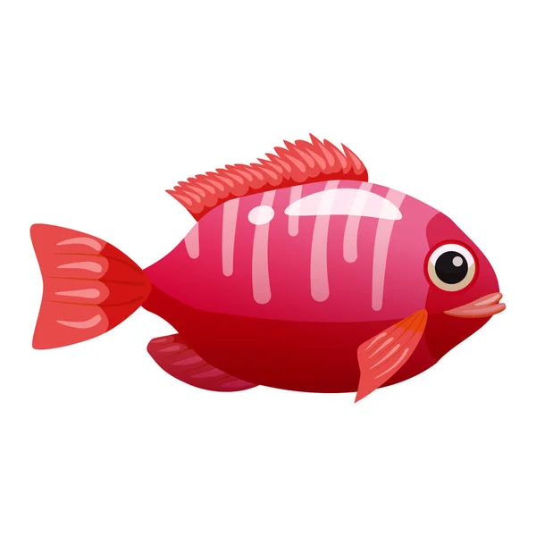 熱帯赤魚、サンゴ礁エキゾチックなペット動物。水族館の海の生活、ベクトルイラスト漫画のスタイル — ストックベクタ
