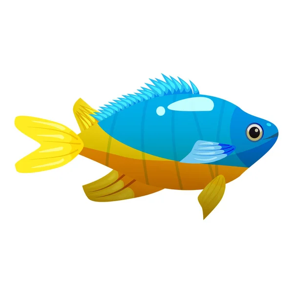 Тропическая желтая голубая рыба, экзотическое животное кораллового рифа. Морская жизнь аквариума, стиль векторной иллюстрации — стоковый вектор