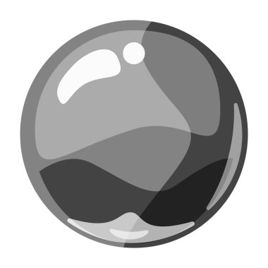 Top gri, parlak, renkli oyun sanatı. Sihirli kristal cam küre, kabarcık atış elementleri. Çizgi film vektörü GUI uygulaması