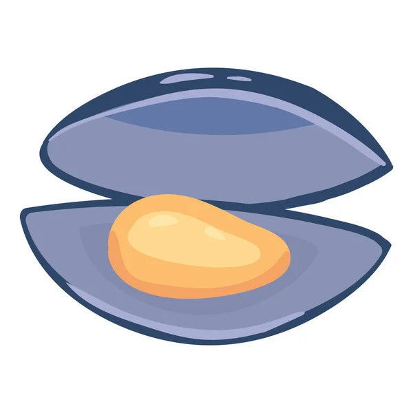 Mussel, produto natural de nutrição orgânica saudável, frutos do mar. Vector doodle cartoon plana ilustração moderna mão desenhada isolado —  Vetores de Stock