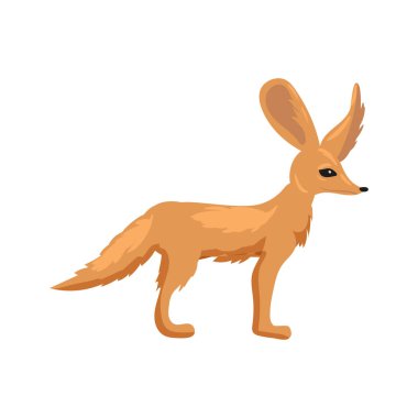 Fennec Fox tatlı tatlı büyük kulaklı sevimli hayvan memeli, soluk renk. Vektör illüstrasyonu