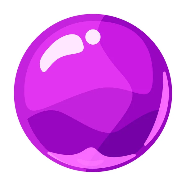 ボール紫色の光沢のあるカラフルなゲームアート。魔法の結晶ガラス球、バブルショット要素。漫画ベクトルGUIアプリ — ストックベクタ