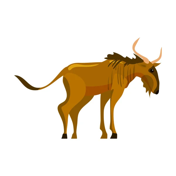 Gnu Wildebeest тварина африканська, істота дикої природи. Векторні ілюстрації мультиплікаційний стиль ізольовані — стоковий вектор