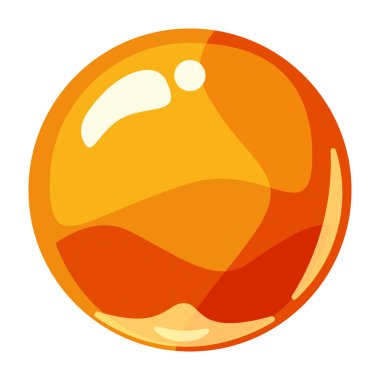 Ball orange shiny glossy colorful game art. Magic crystal glass sphere, bubble shot elements. Cartoon vector GUI app